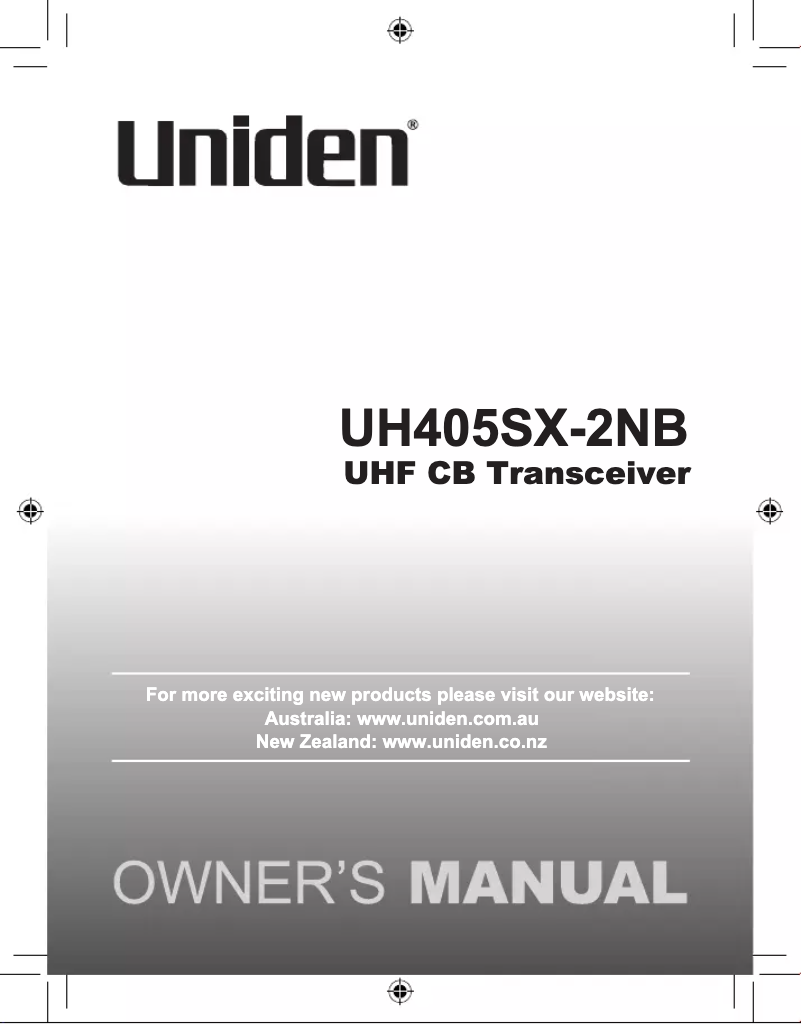 Page 1 de la notice Manuel utilisateur Uniden UH405SX-2NB