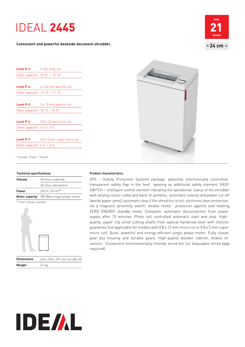 Page 1 of the manual Technical Sheet Ideal 2445 MC