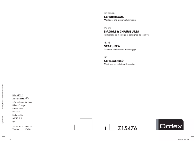 Page n°1 - Manuel utilisateur Ordex IAN 69392