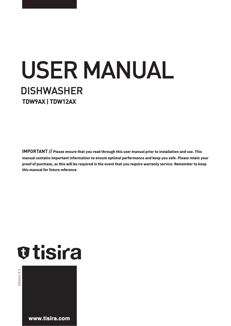 Page n°1 - Manuel utilisateur Tisira TDW9AX
