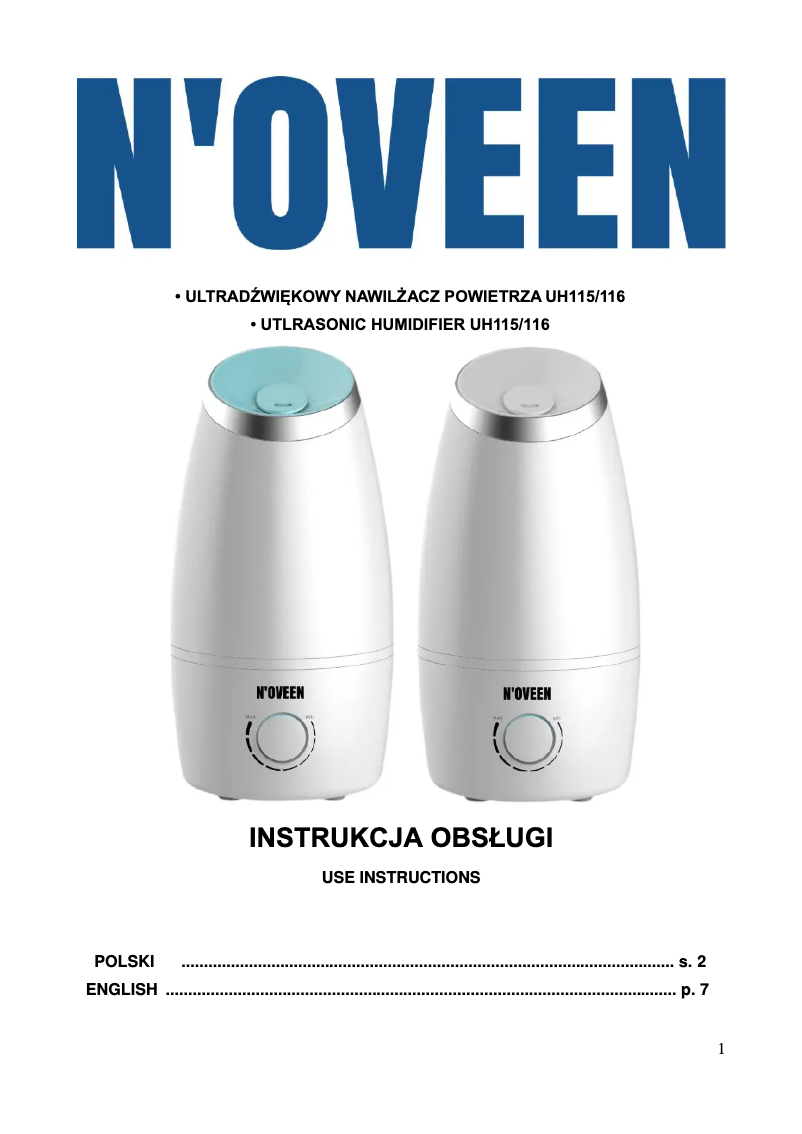 Page 1 de la notice Manuel utilisateur N'oveen UH116