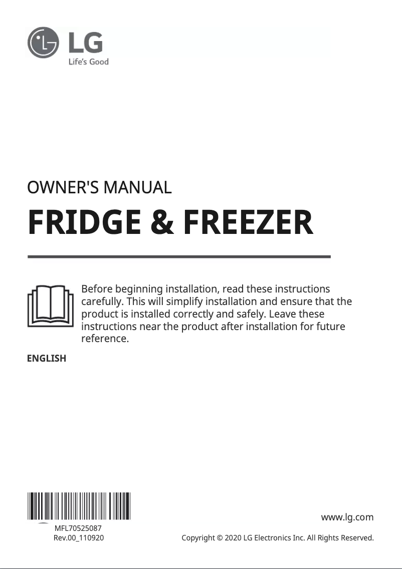 Page 1 de la notice Manuel utilisateur LG GC-X22FTQLL