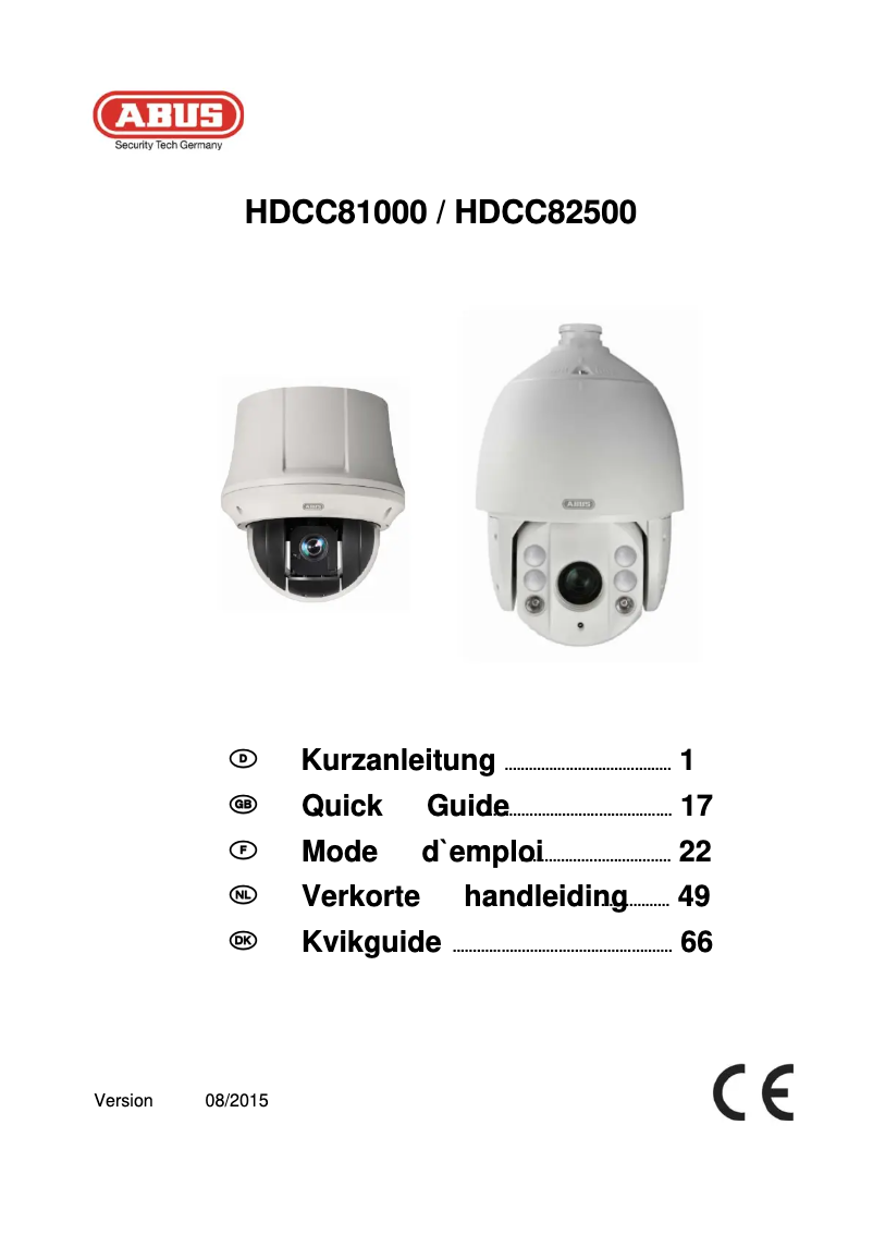 Imagen de la primera página del manual del dispositivo HDCC82501