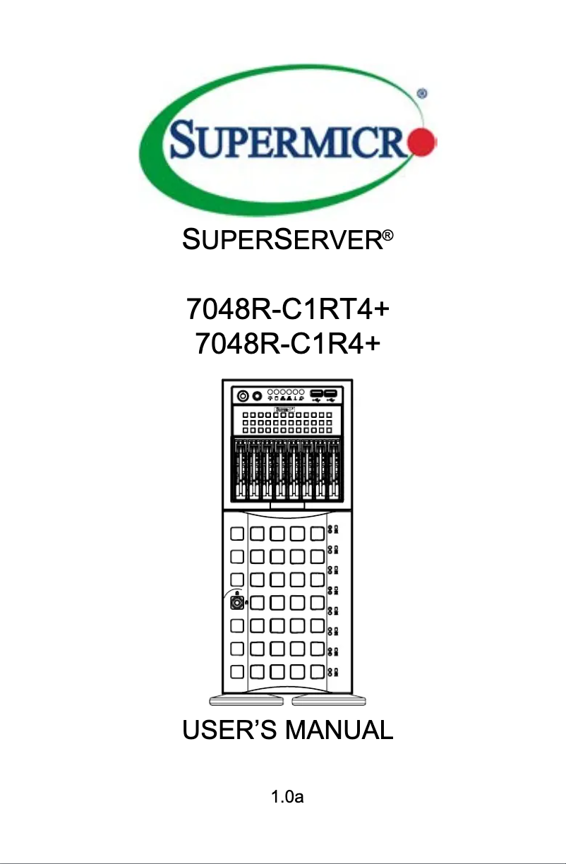Page 1 de la notice Manuel utilisateur Supermicro SuperServer 7048R-C1R4+