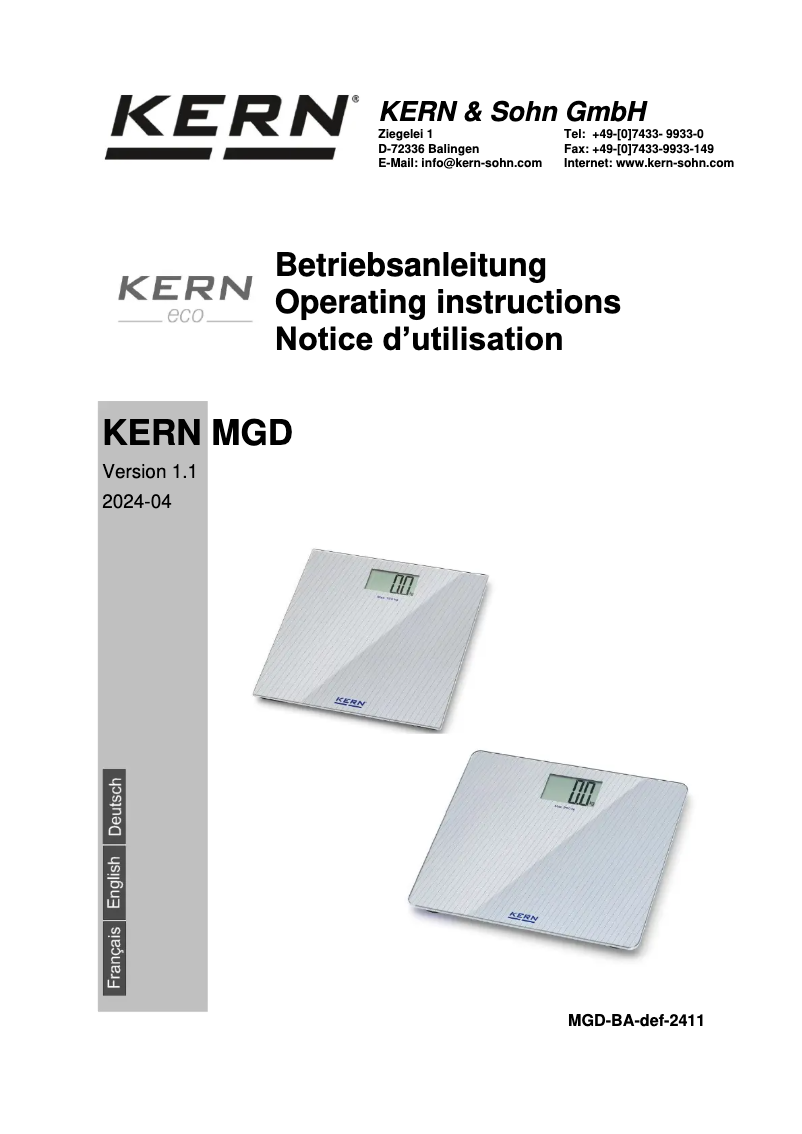 Image de la première page du manuel de l'appareil MGD 100K-1