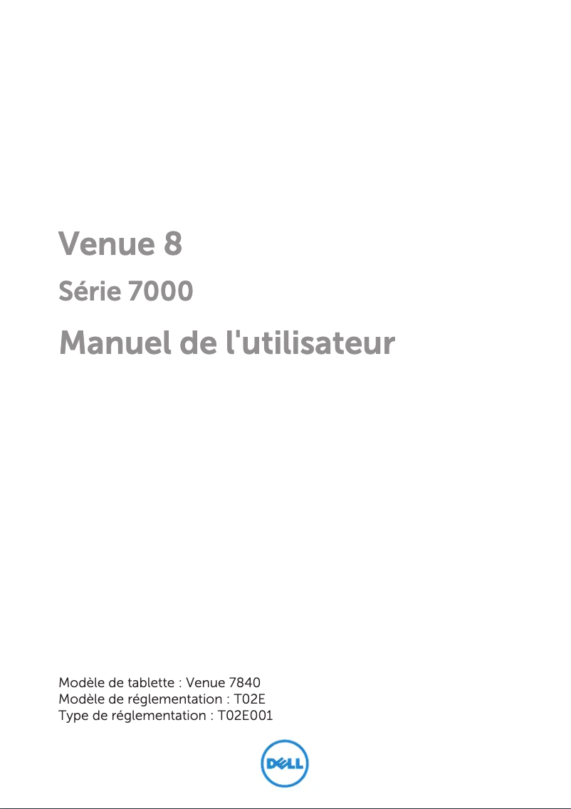 Image de la première page du manuel de l'appareil Venue 8