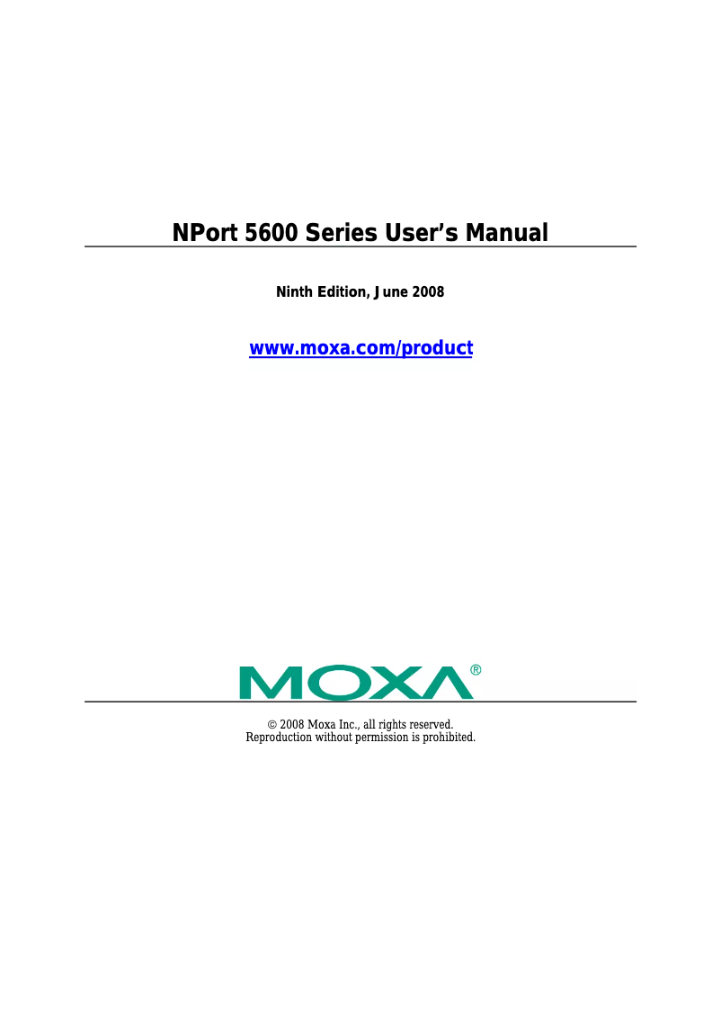 Image de la première page du manuel de l'appareil NPort 5610-8