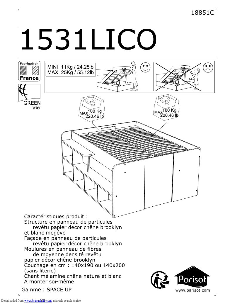 Page n°1 - Manuel utilisateur Parisot 1531LICO