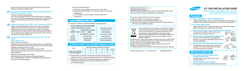 Image de la première page du manuel de l'appareil Spinpoint F3 HD502HJ