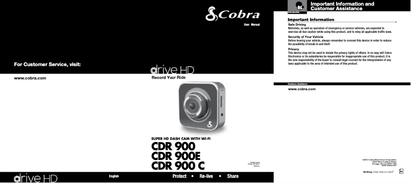 Page 1 de la notice Manuel utilisateur Cobra CDR 900