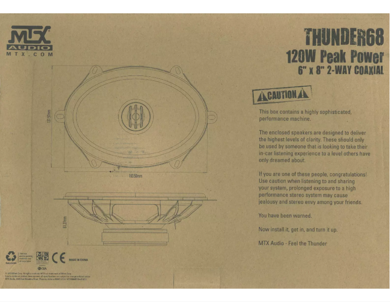 Page 1 de la notice Manuel utilisateur MTX Audio Thunder 68