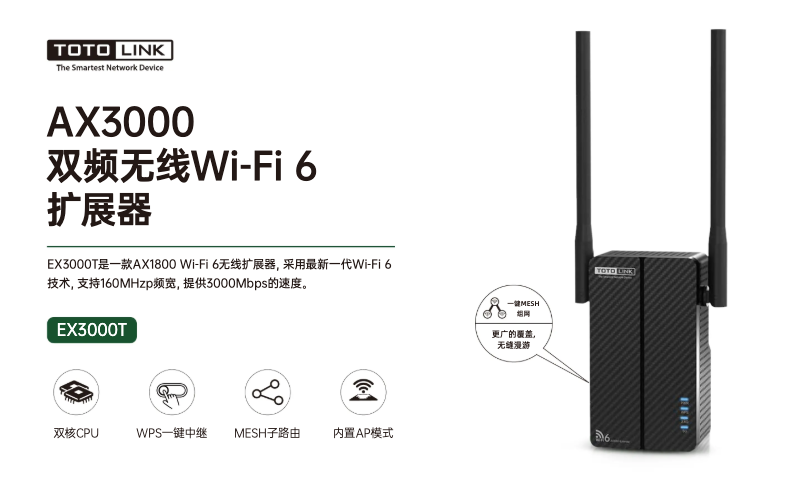 Page 1 de la notice Manuel utilisateur Totolink EX3000T