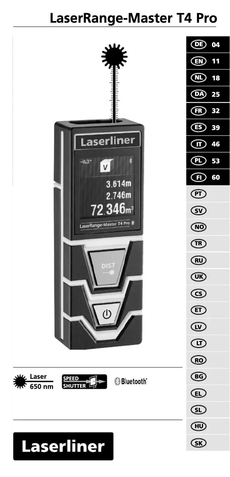 Image de la première page du manuel de l'appareil LaserRange-Master T4 Pro