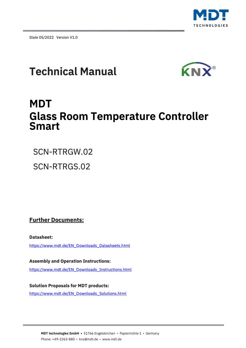 Page 1 de la notice Manuel utilisateur MDT SCN-RTRGS.02