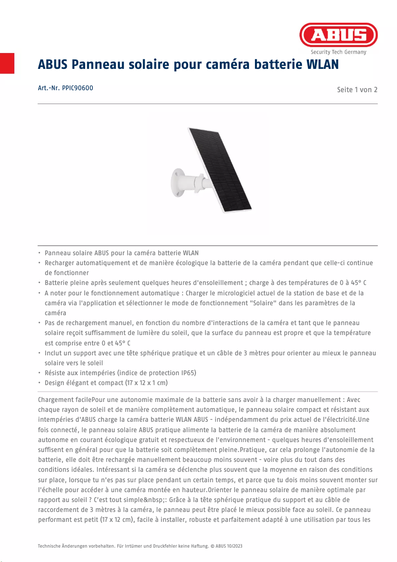 Image de la première page du manuel de l'appareil PPIC90600