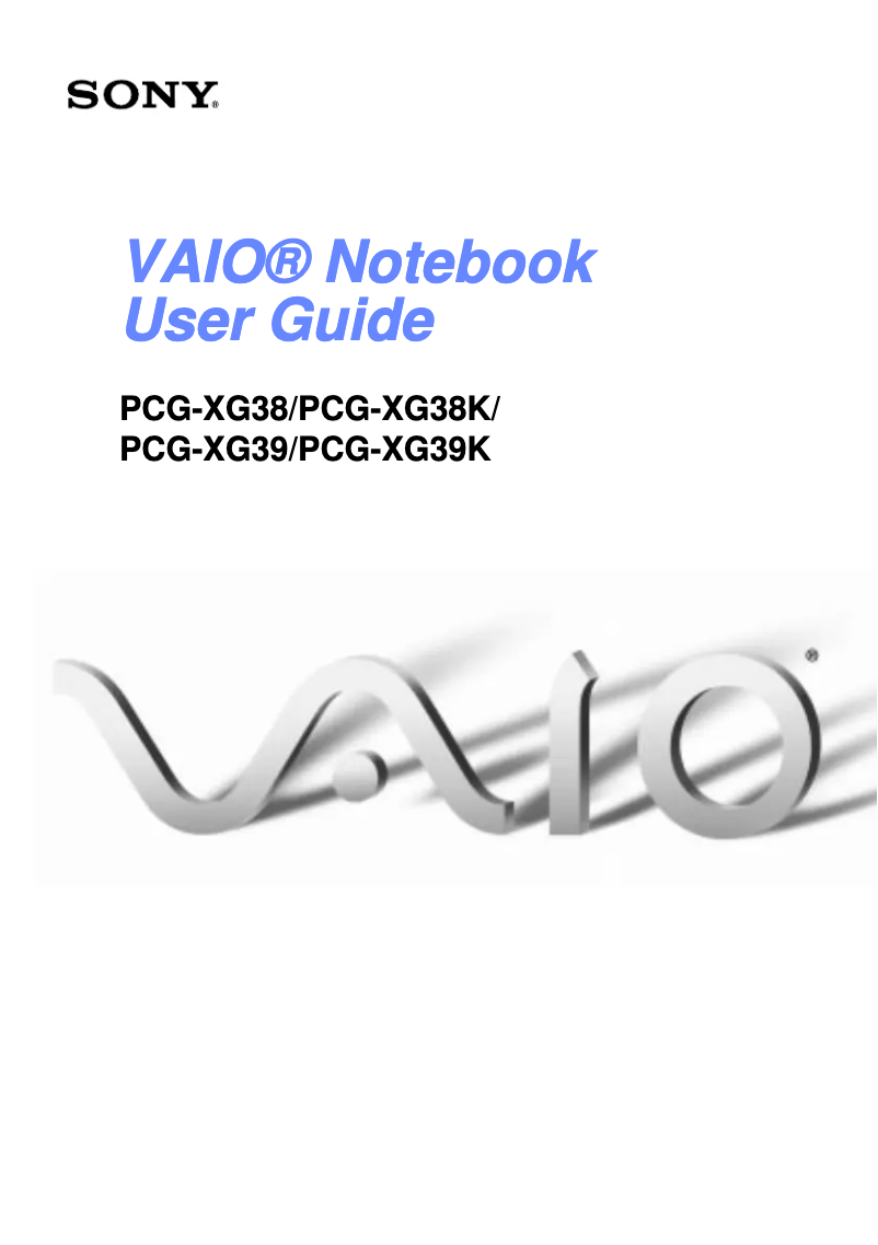 Page 1 de la notice Manuel utilisateur Sony Vaio PCG-XG39