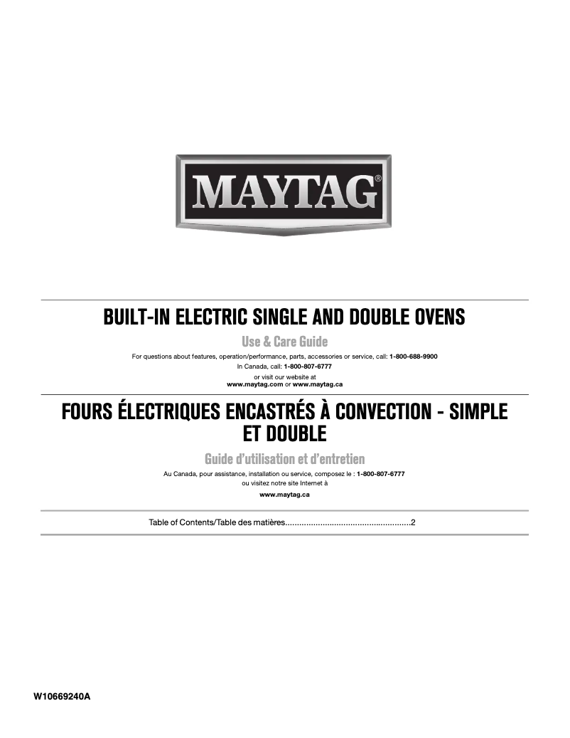 Page 1 de la notice Manuel utilisateur Maytag MEW7527DE