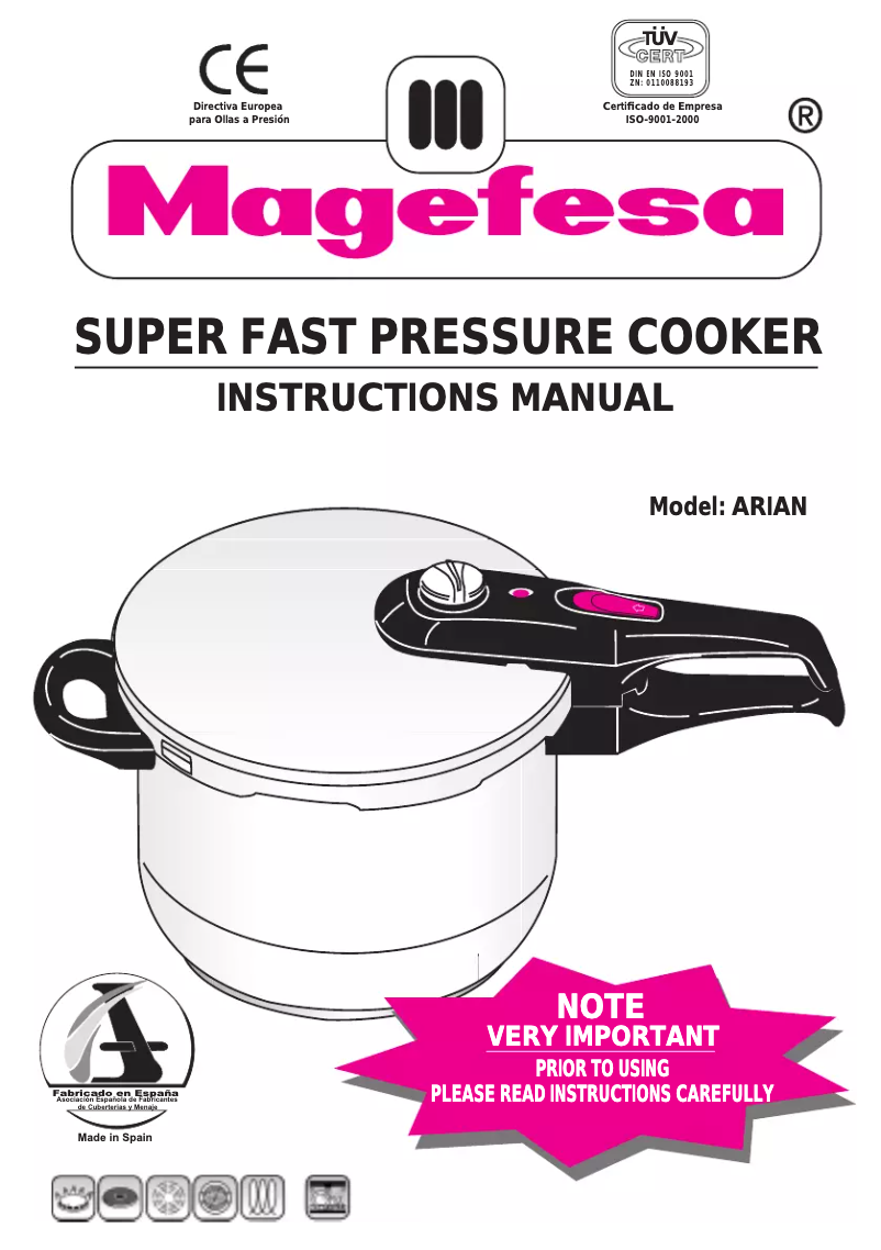 Página 1 del manual Manual de usuario Magefesa Arian