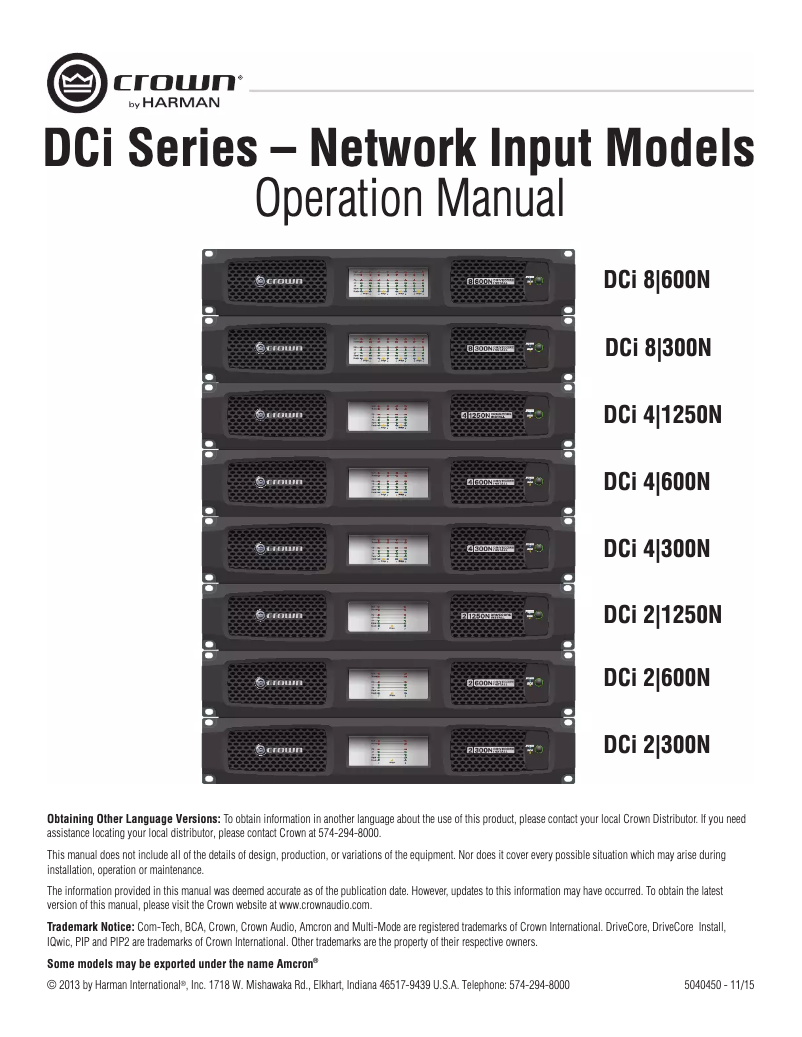 Page n°1 - Manuel utilisateur Crown DriveCore Install 4|600N