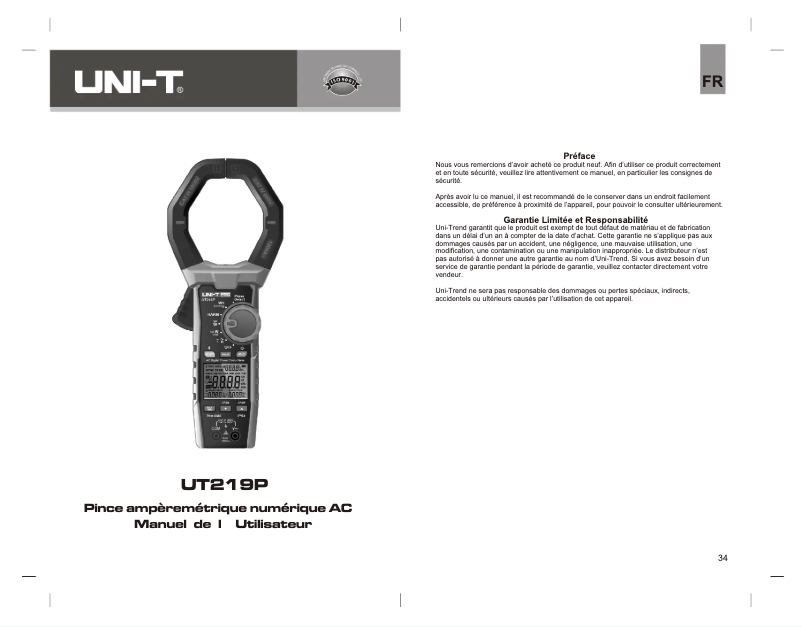 Page n°1 - Manuel utilisateur Uni-T UT219P