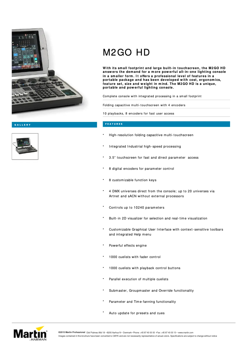 Page n°1 - Fiche technique Martin M2GO HD