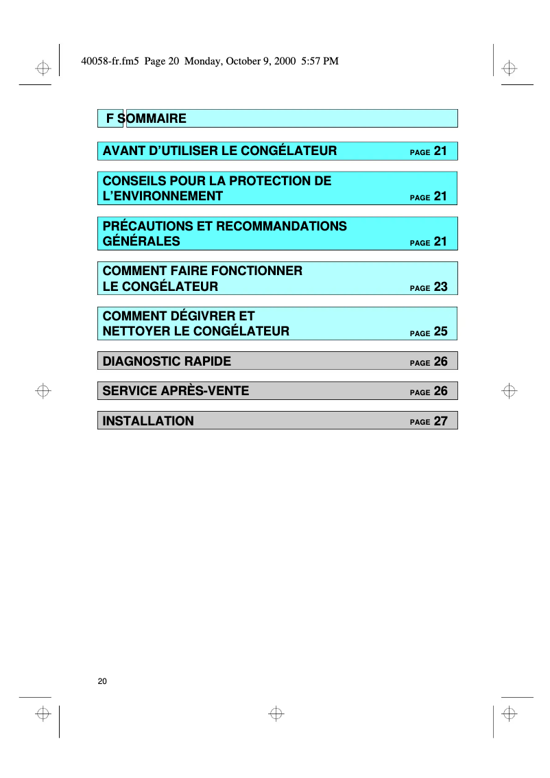 Image de la première page du manuel de l'appareil AFB 820/3