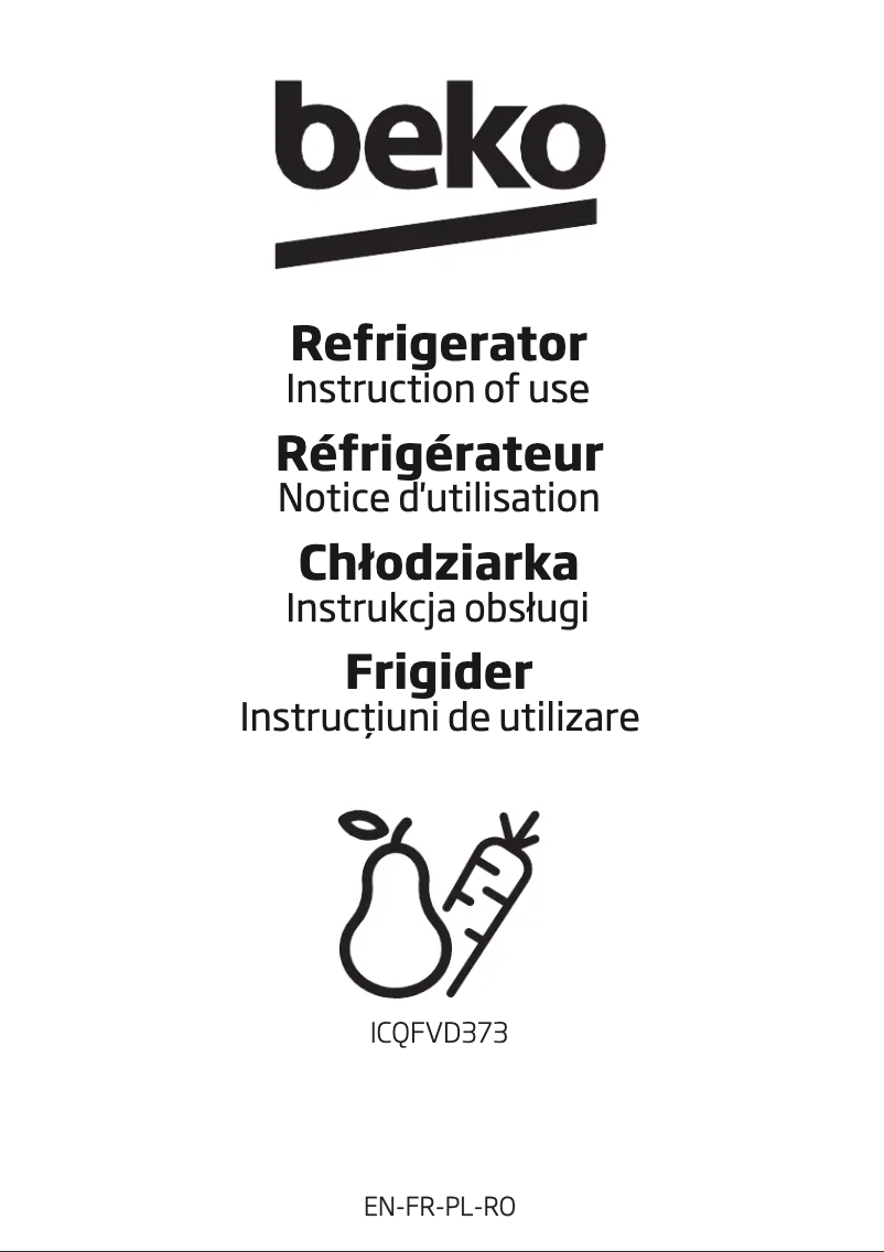 Page 1 de la notice Manuel utilisateur Beko ICQFVD373