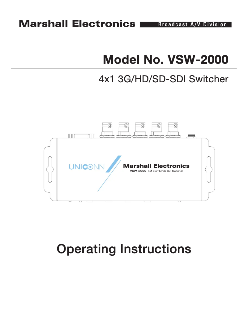 Page n°1 - Manuel utilisateur Marshall Electronics VSW-2000