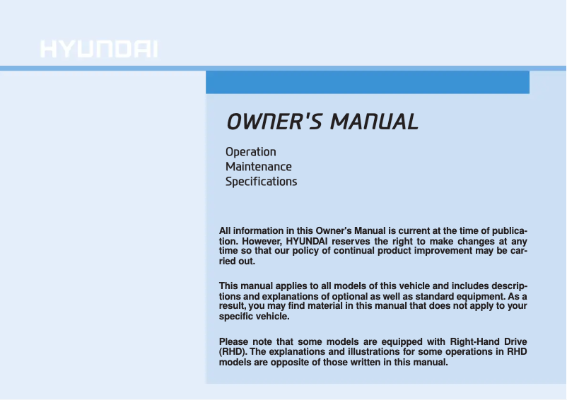 Page 1 de la notice Manuel utilisateur Hyundai Tucson (2018)