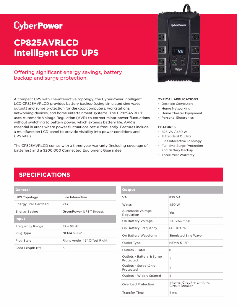 Image de la première page du manuel de l'appareil CP825AVRLCD