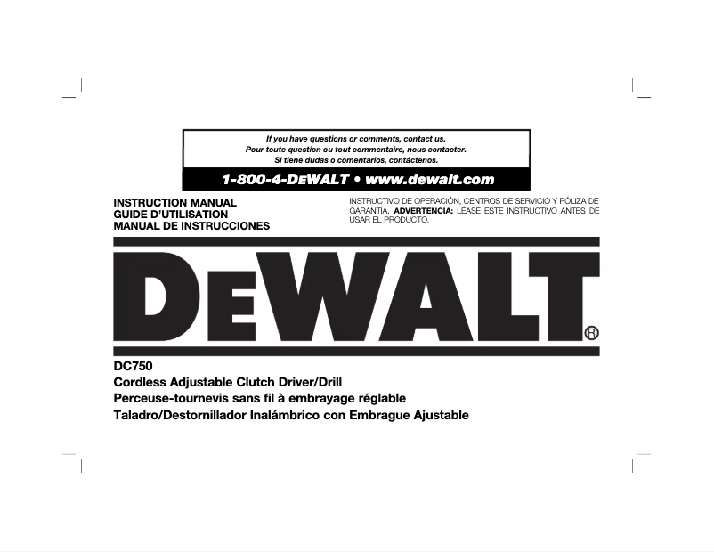 Image de la première page du manuel de l'appareil DC750KA