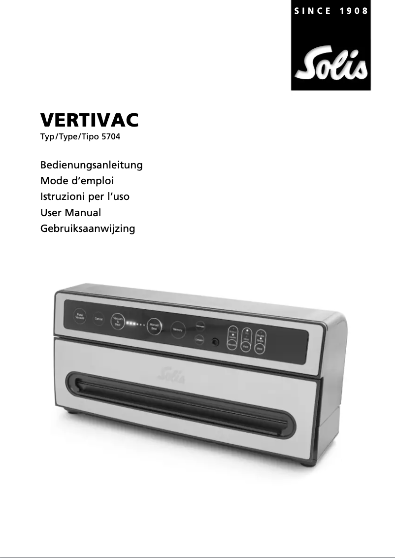 Page n°1 - Manuel utilisateur Solis VertiVac 5704