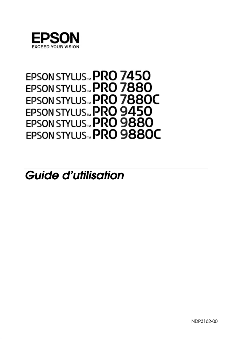 Page n°1 - Manuel utilisateur Epson Stylus Pro 9450