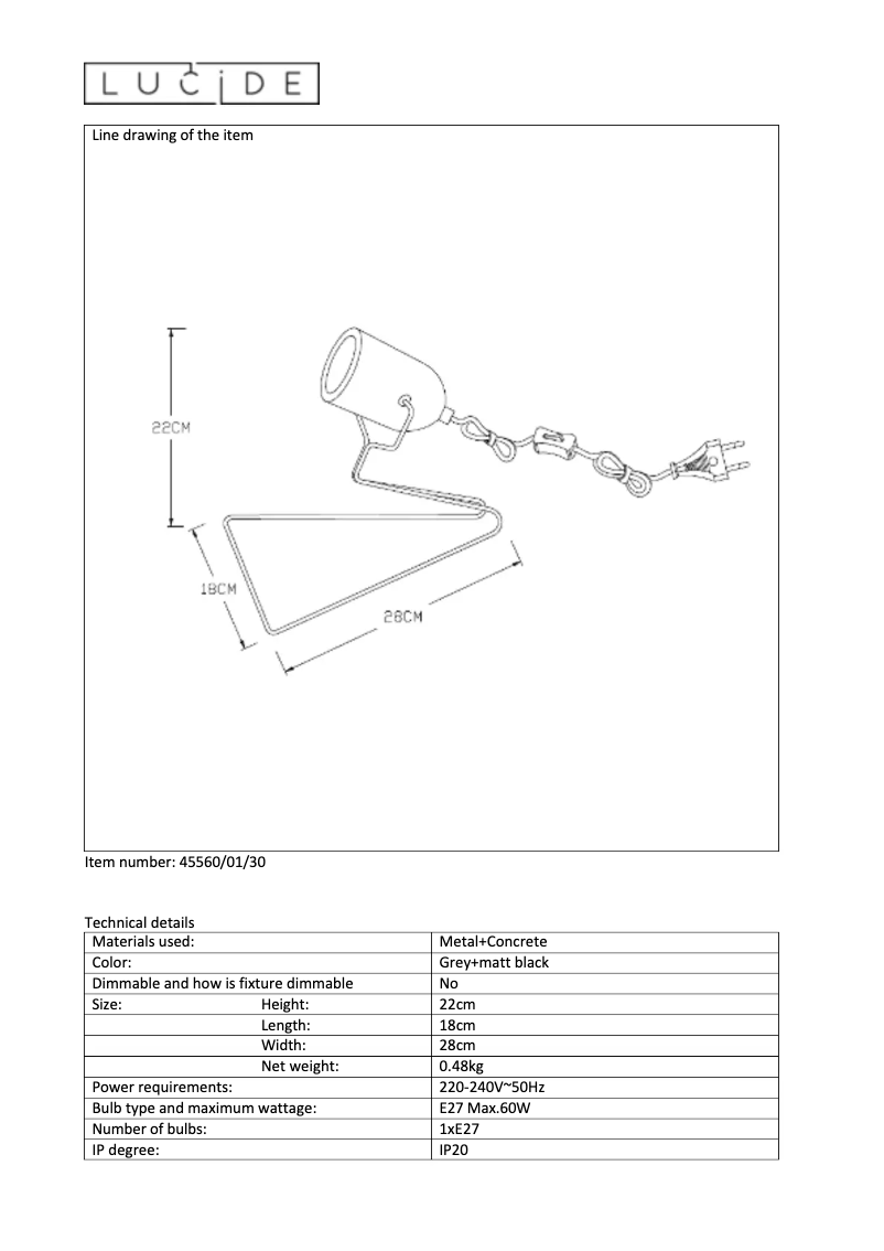Page 1 de la notice Manuel utilisateur Lucide Semih