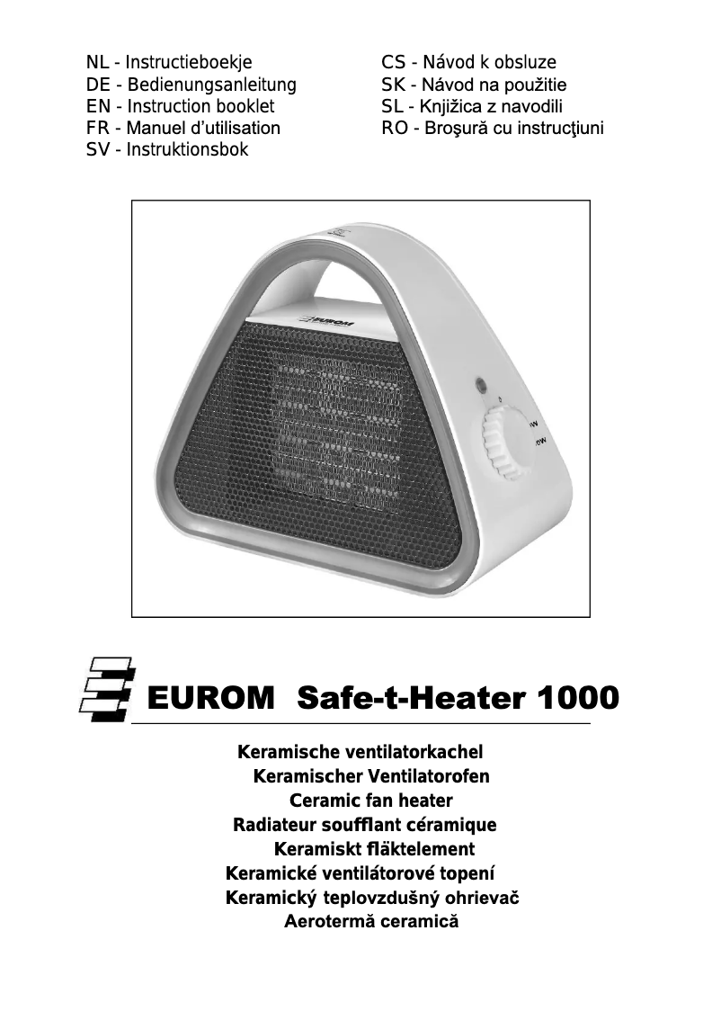 Page 1 de la notice Manuel utilisateur Eurom Safe-t-Heater 1000