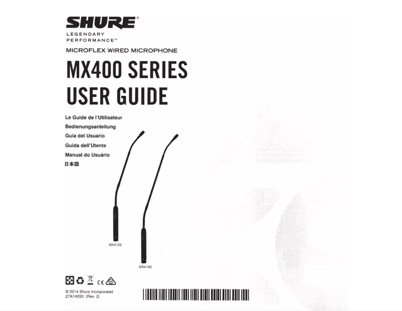 Page 1 de la notice Manuel utilisateur Shure Microflex MX418C
