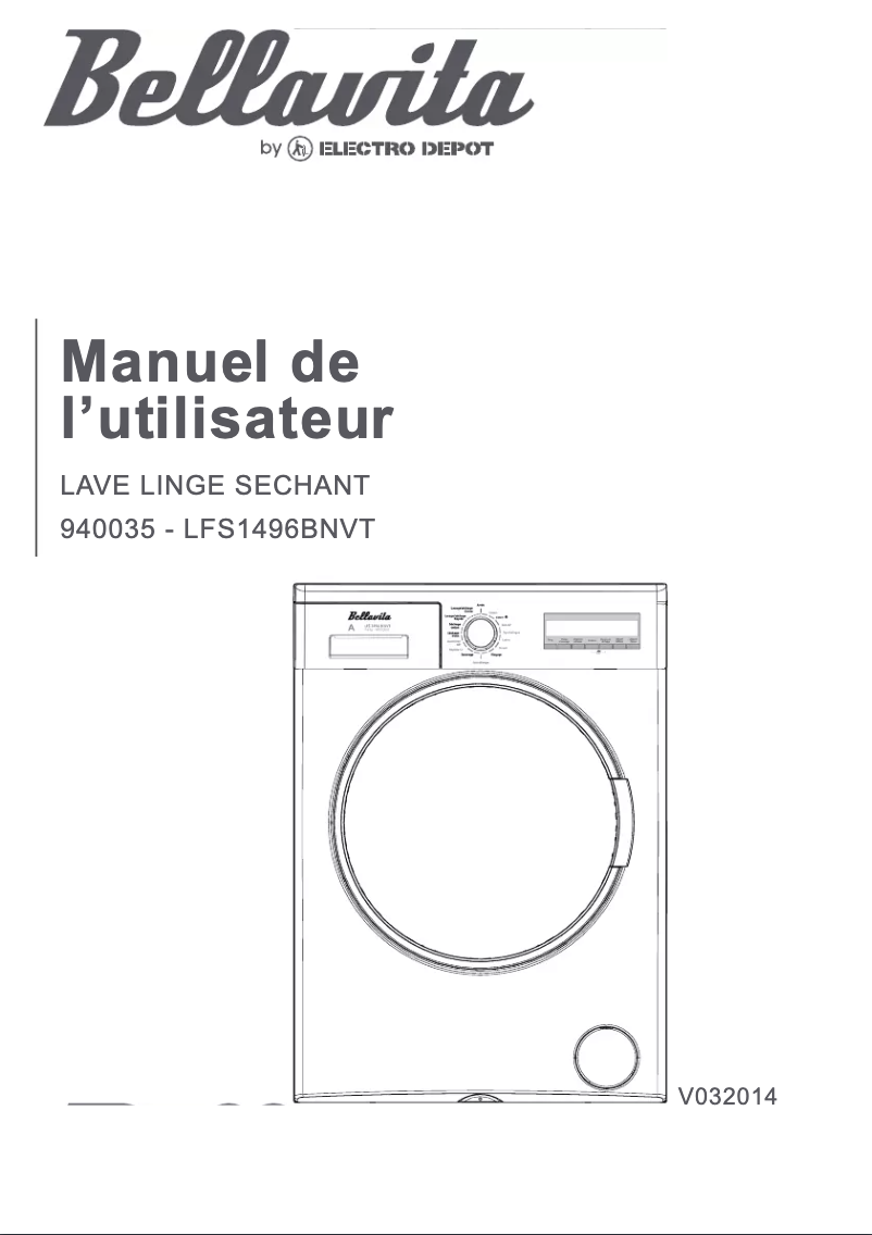 Page 1 de la notice Manuel utilisateur Bellavita LFS 1496 BNVT