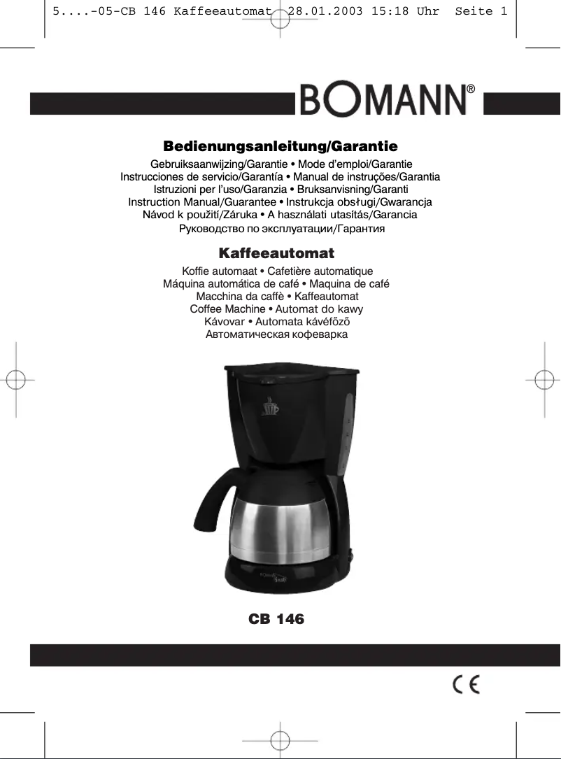 Page 1 de la notice Manuel utilisateur Bomann CB 146