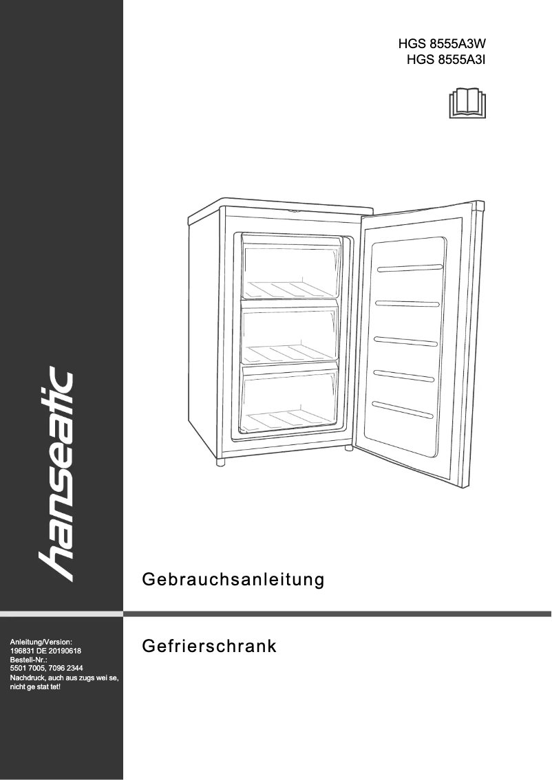 Page 1 de la notice Manuel utilisateur Hanseatic HGS8555A3W