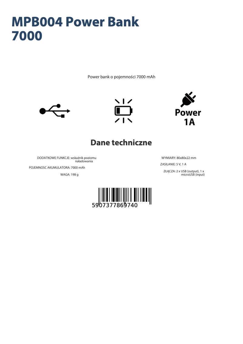 Page 1 de la notice Fiche technique Manta MPB004