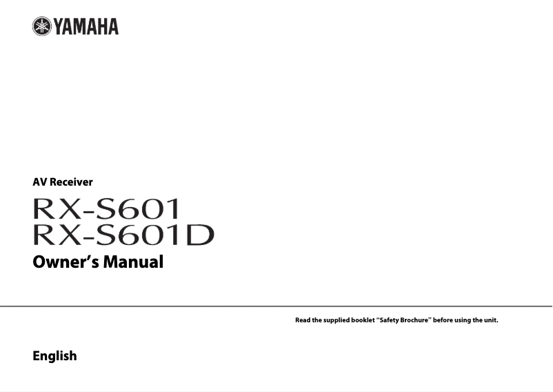 Image de la première page du manuel de l'appareil RX-S601