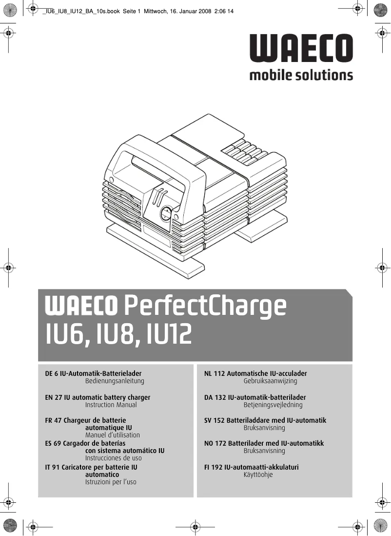 Image de la première page du manuel de l'appareil PerfectCharge IU6