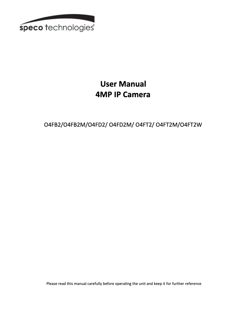 Page 1 of the manual User Manual Speco Technologies O4FB2M