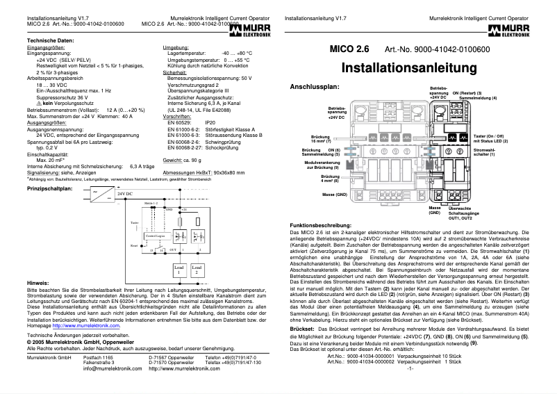 Imagen de la primera página del manual del dispositivo MICO 2.6