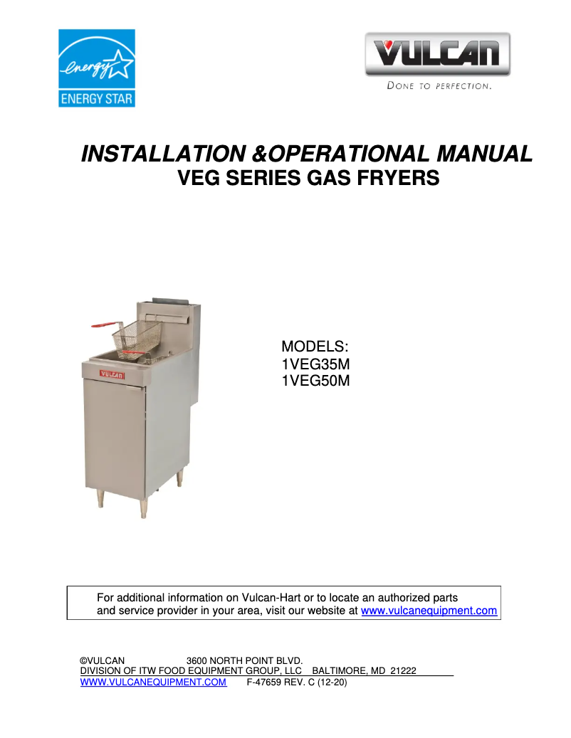 Page 1 de la notice Manuel utilisateur Vulcan VEG35