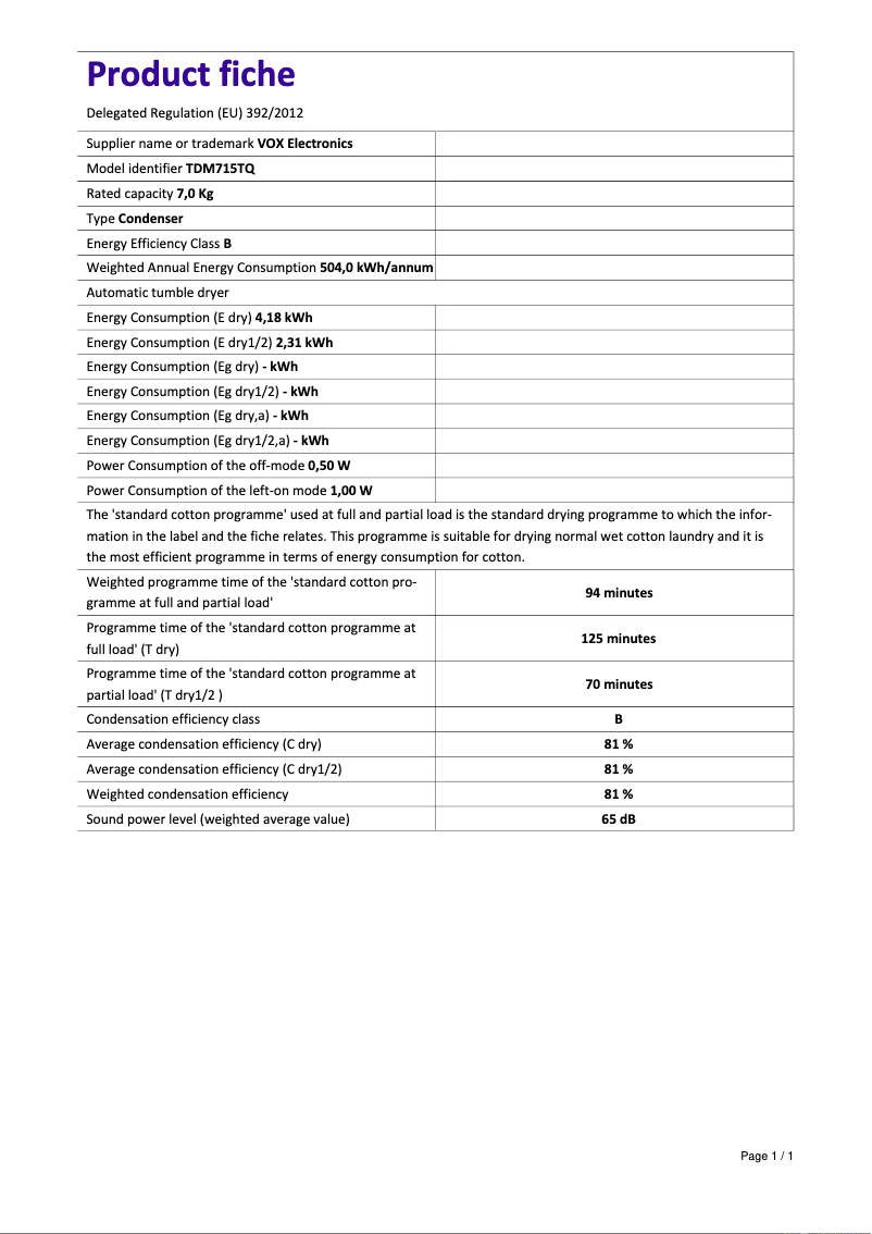 Image de la première page du manuel de l'appareil TDM-715TQ