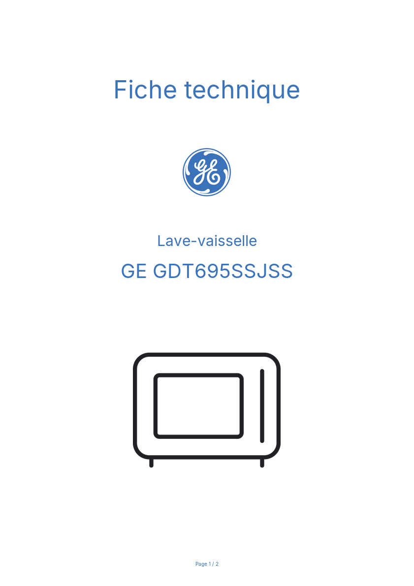 Page n°1 - Fiche technique GE GDT695SSJSS