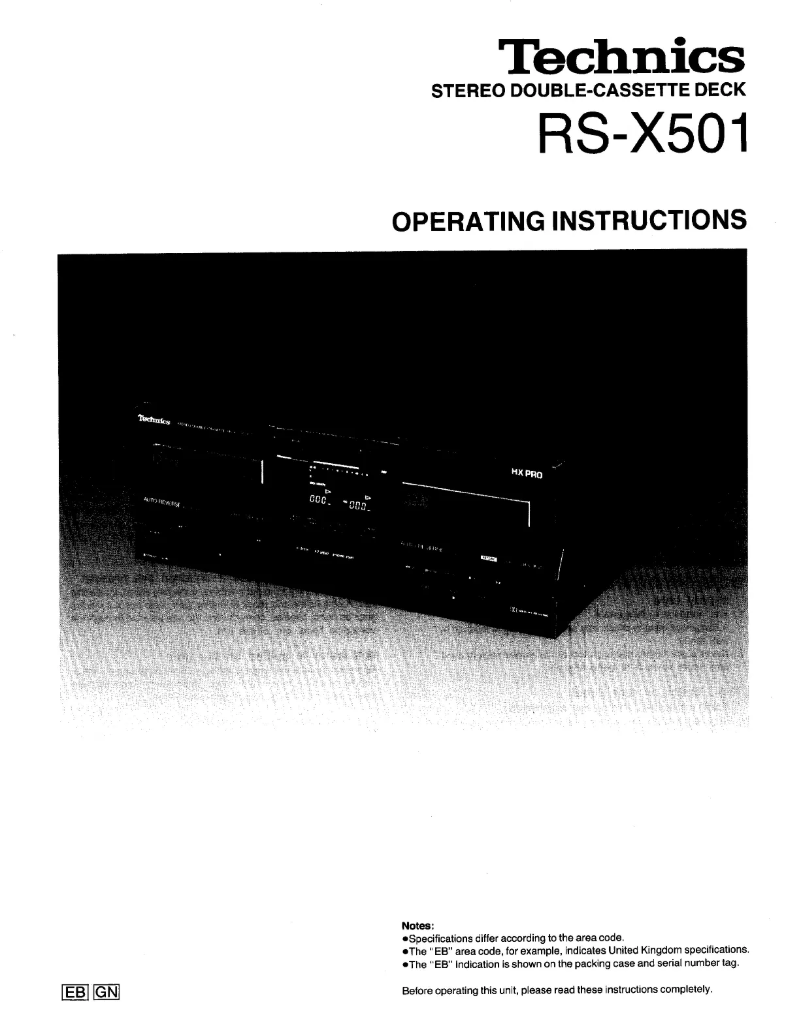 Page 1 de la notice Manuel utilisateur Technics RS-X501