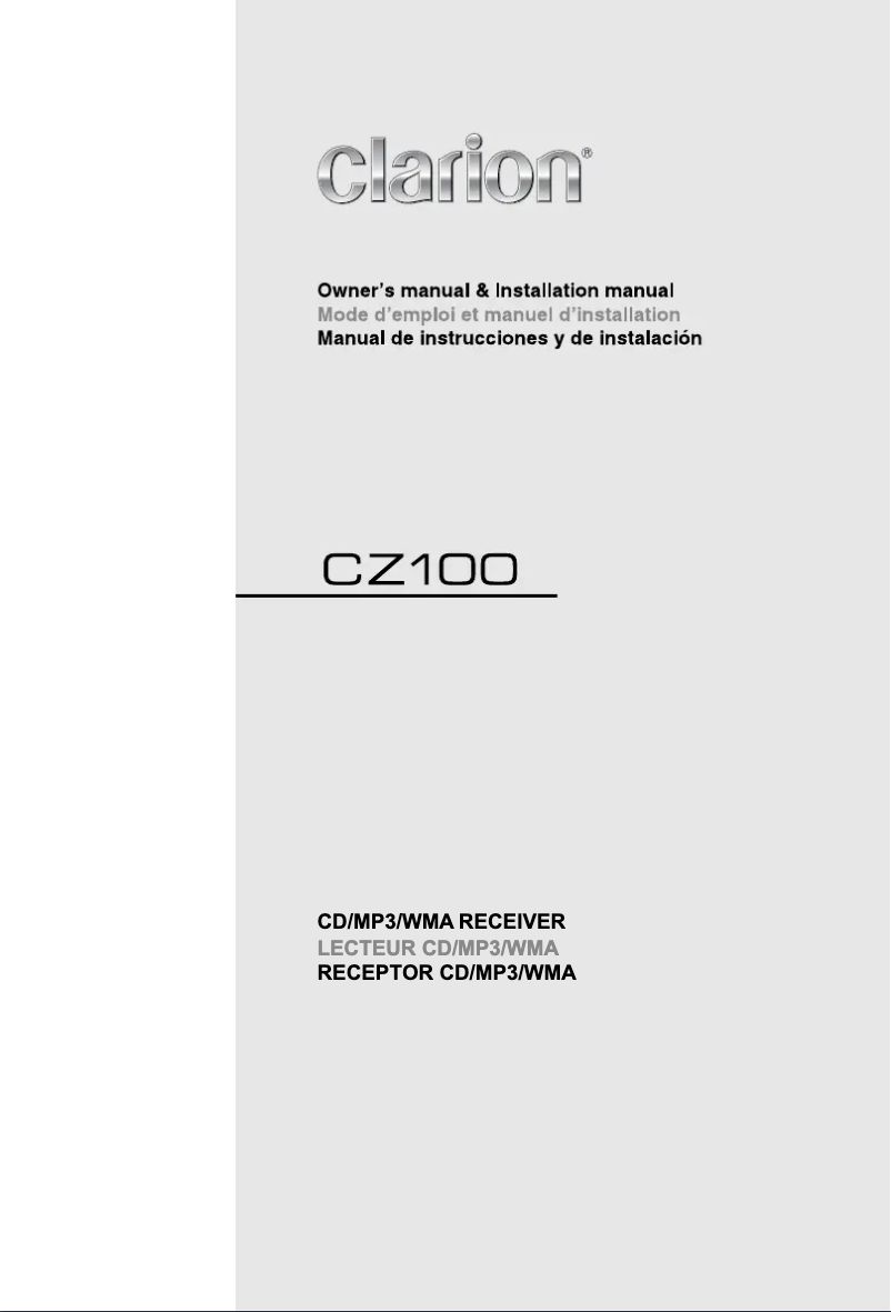 Page n°1 - Manuel utilisateur Clarion CZ100
