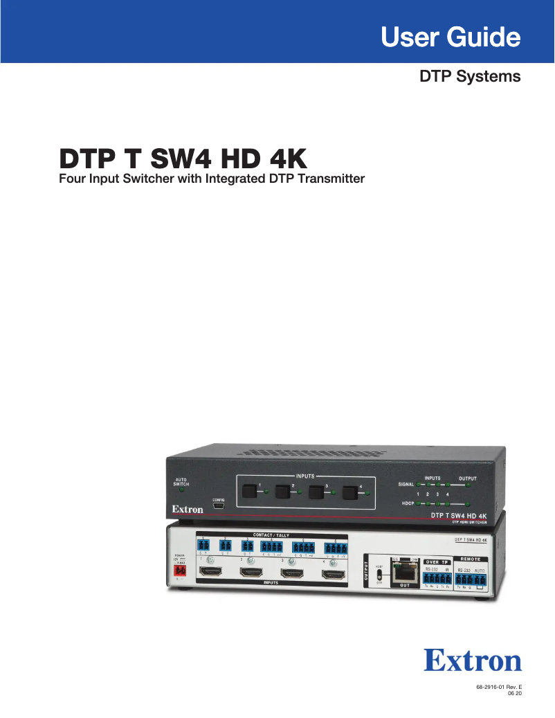 Page n°1 - Manuel utilisateur Extron DTP T SW4 HD 4K